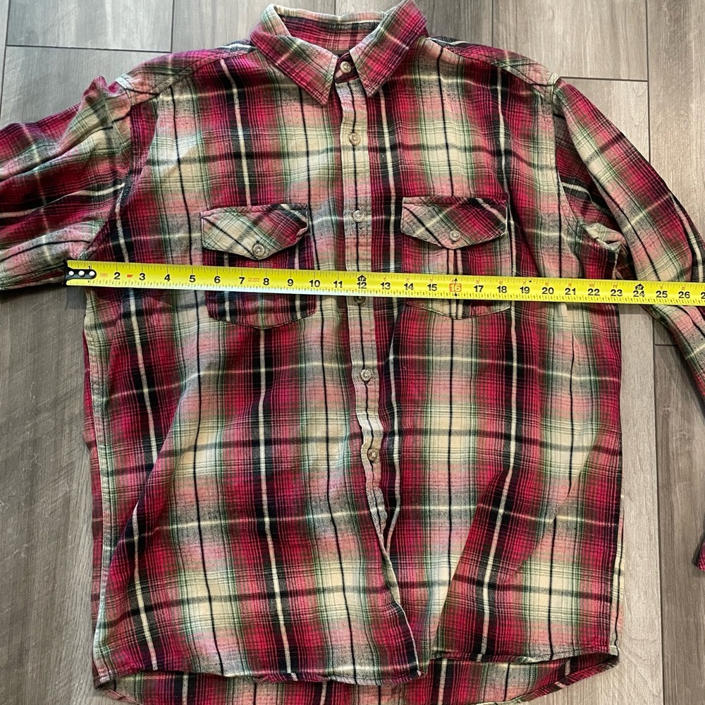 Men’s Plaid Button-Up Shirt - Red and Green - Picture 8 of 9